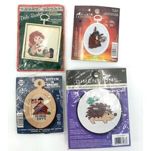 Lot of 4 Complete Unopened Cross Stitch Kits Unopened Small Project Kits